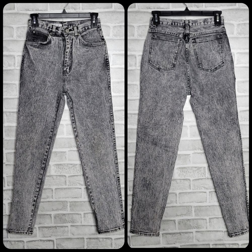 Vintage 80s 90s Helium Black Acid Wash Mom Jeans, 25" waist